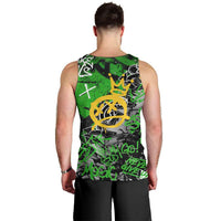 Graffiti Street Art Men Tank Top Smoking Ape Character and Neon Crown Symbols in Green and Yellow Graphic Design - Wonder Print Shop