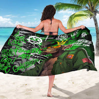 Graffiti Street Art Sarong Smoking Ape Character and Neon Crown Symbols in Green and Yellow Graphic Design - Wonder Print Shop