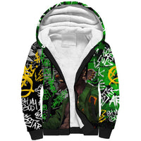 Graffiti Street Art Sherpa Hoodie Smoking Ape Character and Neon Crown Symbols in Green and Yellow Graphic Design - Wonder Print Shop