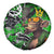 Graffiti Street Art Spare Tire Cover Smoking Ape Character and Neon Crown Symbols in Green and Yellow Graphic Design - Wonder Print Shop
