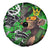 Graffiti Street Art Spare Tire Cover Smoking Ape Character and Neon Crown Symbols in Green and Yellow Graphic Design - Wonder Print Shop