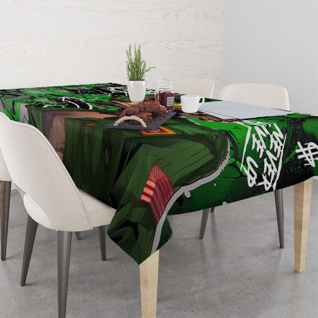 Graffiti Street Art Tablecloth Smoking Ape Character and Neon Crown Symbols in Green and Yellow Graphic Design - Wonder Print Shop