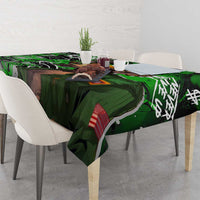 Graffiti Street Art Tablecloth Smoking Ape Character and Neon Crown Symbols in Green and Yellow Graphic Design - Wonder Print Shop