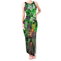 Graffiti Street Art Tank Maxi Dress Smoking Ape Character and Neon Crown Symbols in Green and Yellow Graphic Design - Wonder Print Shop