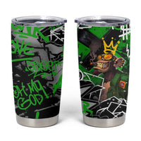 Graffiti Street Art Tumbler Cup Smoking Ape Character and Neon Crown Symbols in Green and Yellow Graphic Design - Wonder Print Shop