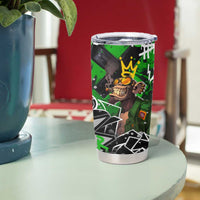 Graffiti Street Art Tumbler Cup Smoking Ape Character and Neon Crown Symbols in Green and Yellow Graphic Design - Wonder Print Shop