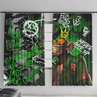 Graffiti Street Art Window Curtain Smoking Ape Character and Neon Crown Symbols in Green and Yellow Graphic Design - Wonder Print Shop