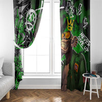 Graffiti Street Art Window Curtain Smoking Ape Character and Neon Crown Symbols in Green and Yellow Graphic Design - Wonder Print Shop