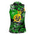 Graffiti Street Art Women Sleeveless Polo Shirt Smoking Ape Character and Neon Crown Symbols in Green and Yellow Graphic Design - Wonder Print Shop