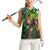 Graffiti Street Art Women Sleeveless Polo Shirt Smoking Ape Character and Neon Crown Symbols in Green and Yellow Graphic Design - Wonder Print Shop