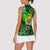 Graffiti Street Art Women Sleeveless Polo Shirt Smoking Ape Character and Neon Crown Symbols in Green and Yellow Graphic Design - Wonder Print Shop
