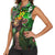 Graffiti Street Art Women Sleeveless Polo Shirt Smoking Ape Character and Neon Crown Symbols in Green and Yellow Graphic Design - Wonder Print Shop