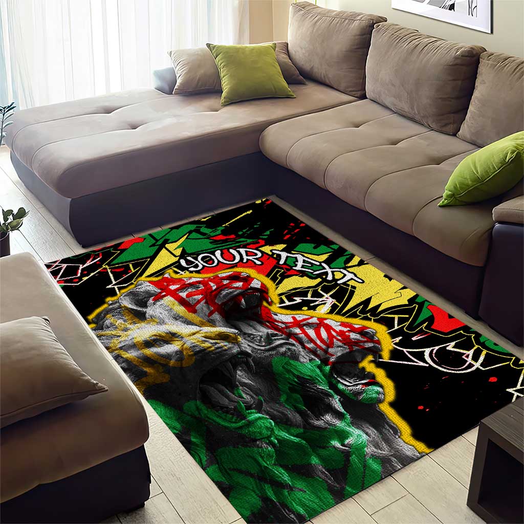 Lion King Africa Graffiti Street Art Area Rug Bold Text and Neon Colors Design - Wonder Print Shop
