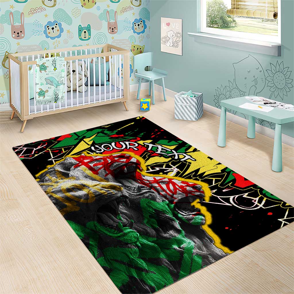 Lion King Africa Graffiti Street Art Area Rug Bold Text and Neon Colors Design - Wonder Print Shop