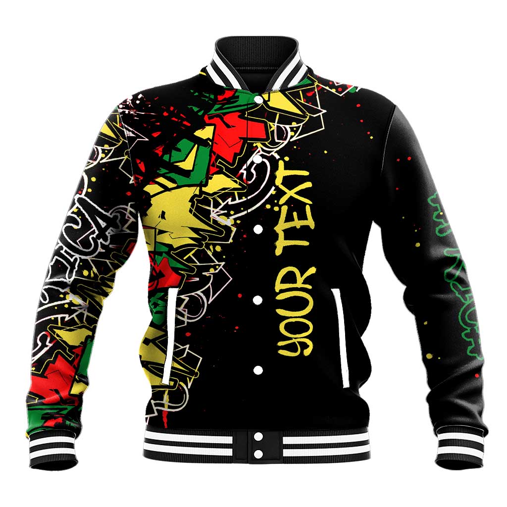 Lion King Africa Graffiti Street Art Baseball Jacket Bold Text and Neon Colors Design - Wonder Print Shop