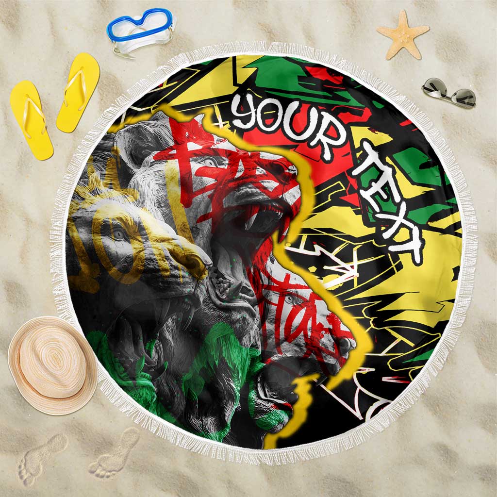 Lion King Africa Graffiti Street Art Beach Blanket Bold Text and Neon Colors Design - Wonder Print Shop