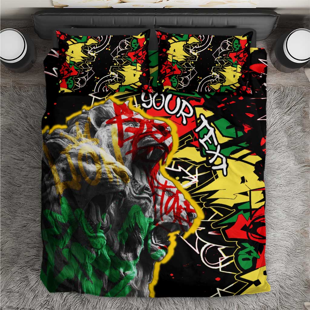 Lion King Africa Graffiti Street Art Bedding Set Bold Text and Neon Colors Design - Wonder Print Shop