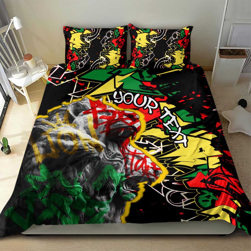 Lion King Africa Graffiti Street Art Bedding Set Bold Text and Neon Colors Design - Wonder Print Shop