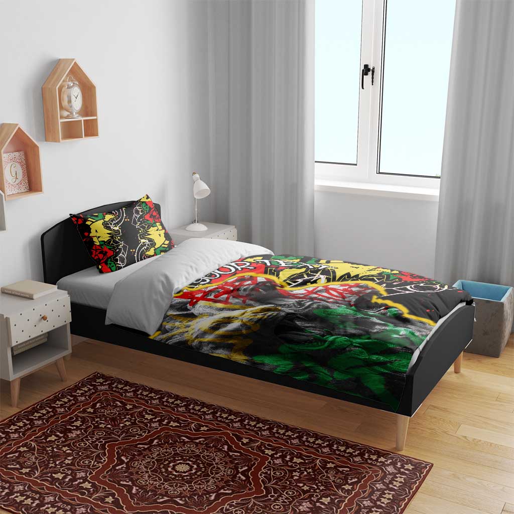 Lion King Africa Graffiti Street Art Bedding Set Bold Text and Neon Colors Design - Wonder Print Shop