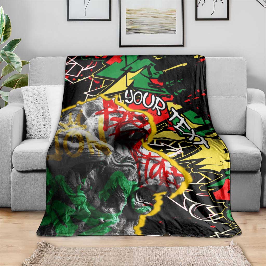Lion King Africa Graffiti Street Art Blanket Bold Text and Neon Colors Design - Wonder Print Shop