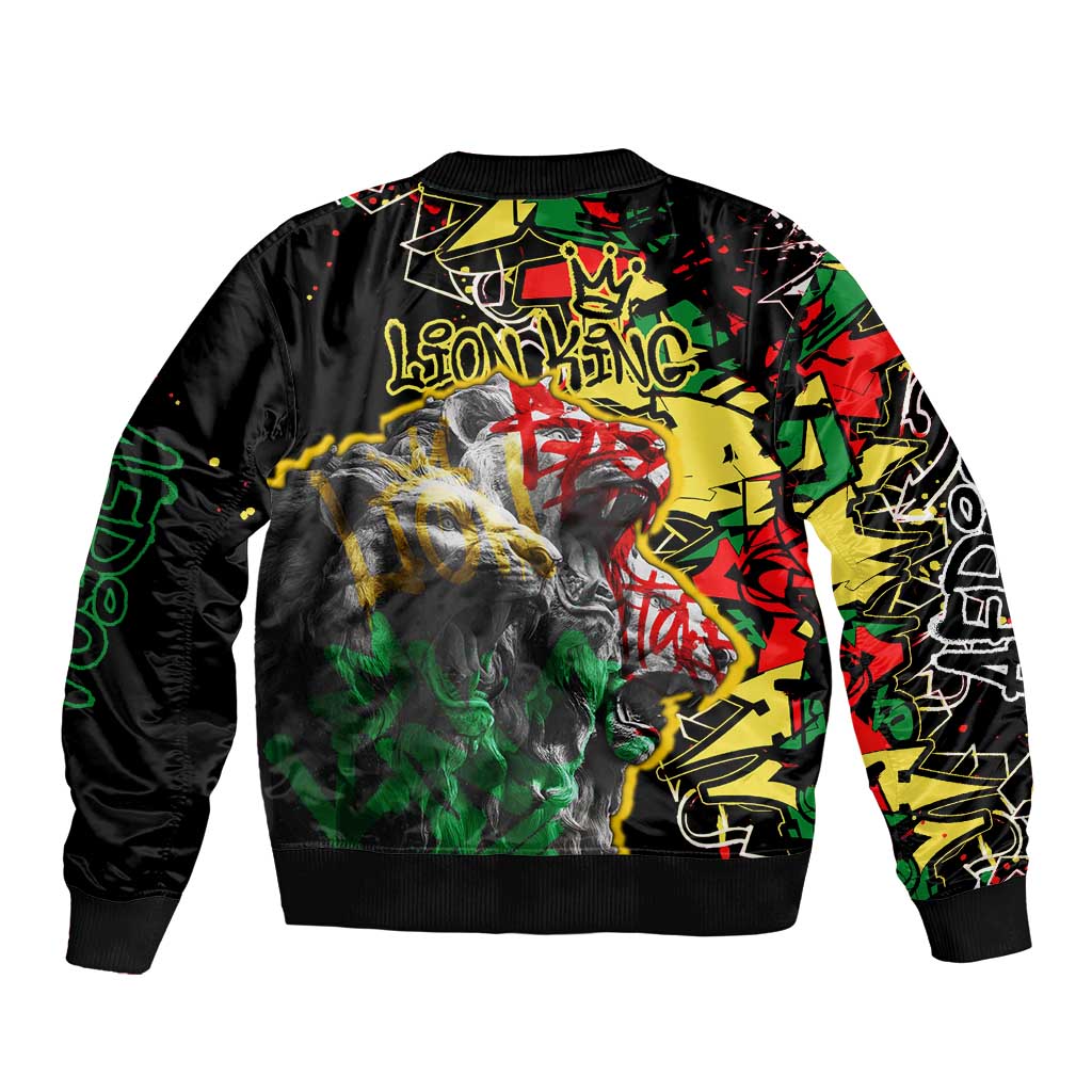 Lion King Africa Graffiti Street Art Bomber Jacket Bold Text and Neon Colors Design - Wonder Print Shop