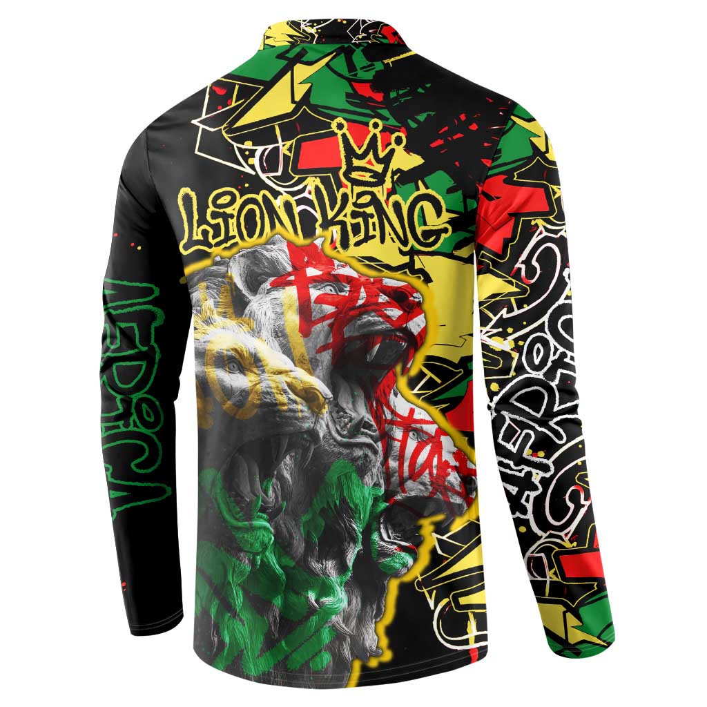 Lion King Africa Graffiti Street Art Button Sweatshirt Bold Text and Neon Colors Design - Wonder Print Shop