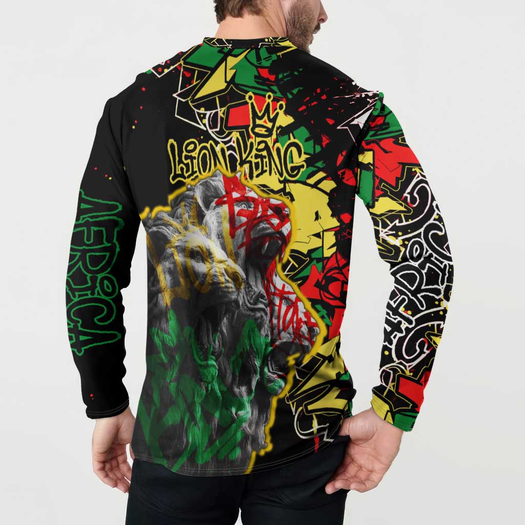 Lion King Africa Graffiti Street Art Button Sweatshirt Bold Text and Neon Colors Design - Wonder Print Shop