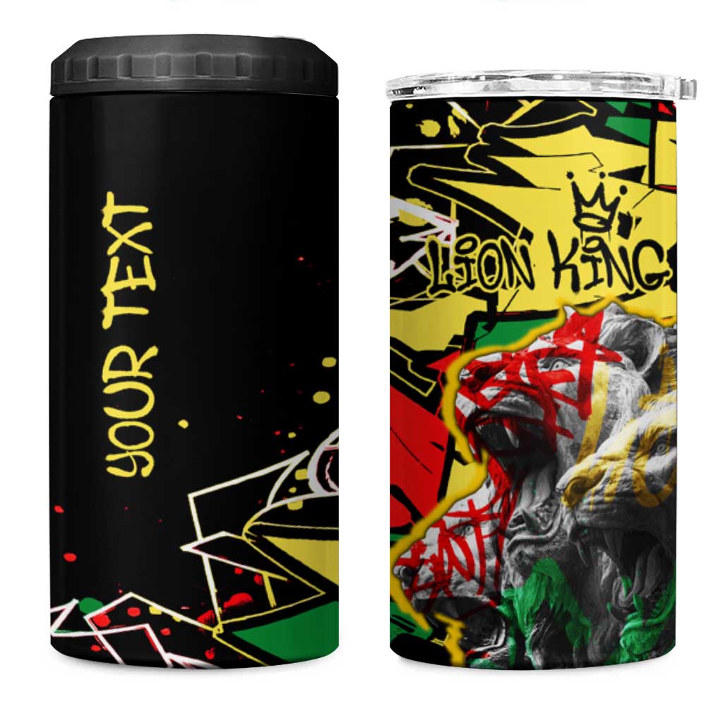 Lion King Africa Graffiti Street Art 4 in 1 Can Cooler Tumbler Bold Text and Neon Colors Design - Wonder Print Shop
