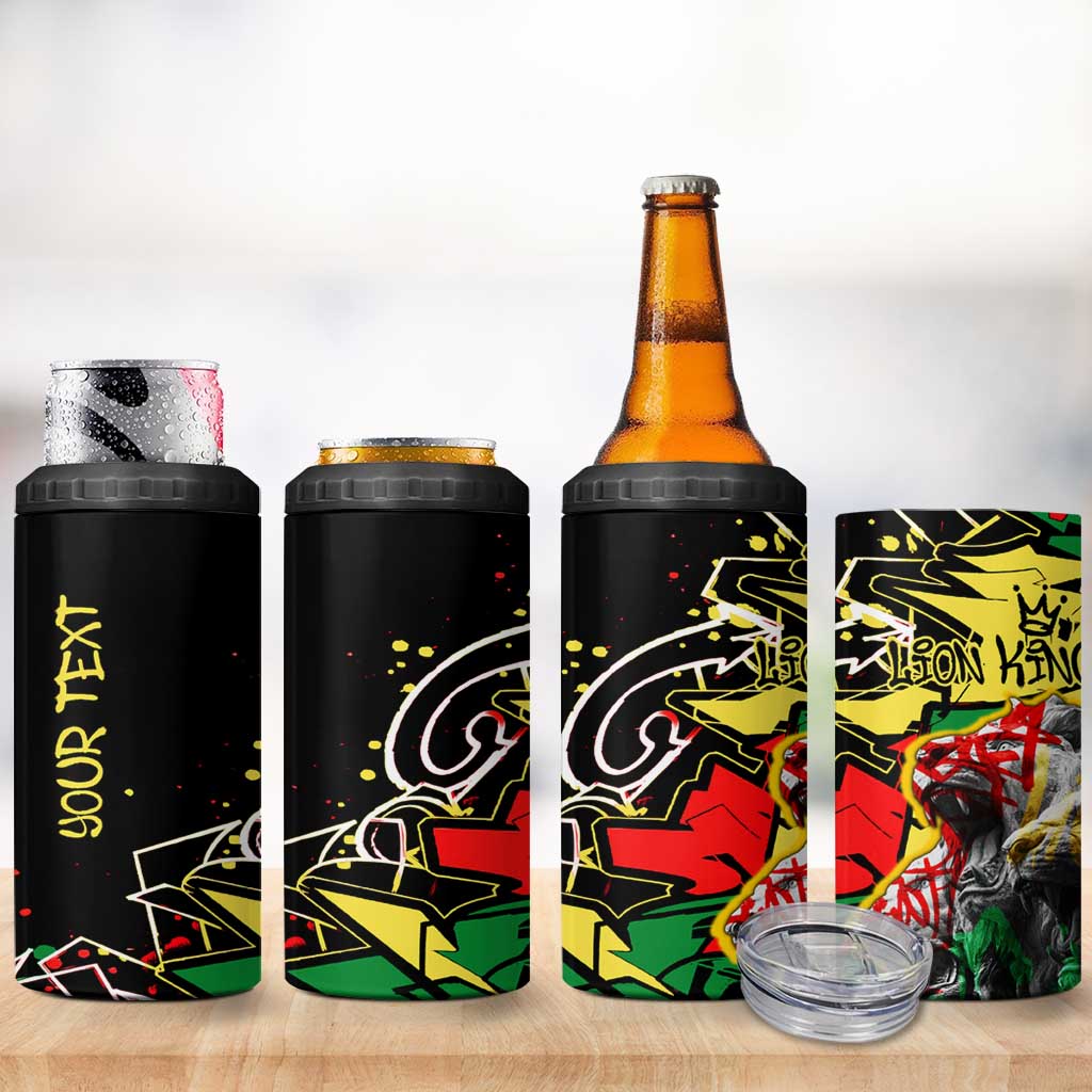 Lion King Africa Graffiti Street Art 4 in 1 Can Cooler Tumbler Bold Text and Neon Colors Design - Wonder Print Shop