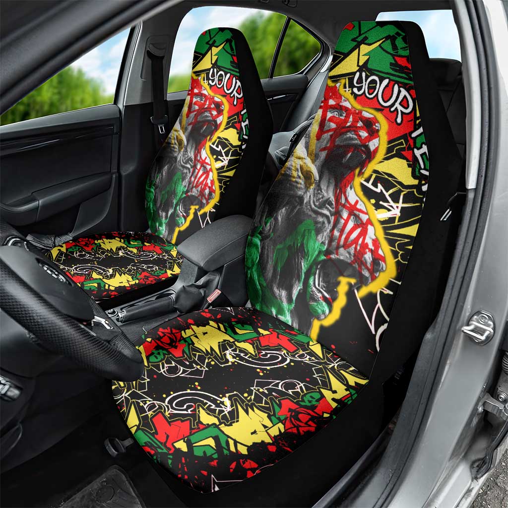 Lion King Africa Graffiti Street Art Car Seat Cover Bold Text and Neon Colors Design - Wonder Print Shop