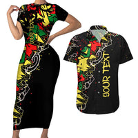 Lion King Africa Graffiti Street Art Couples Matching Short Sleeve Bodycon Dress and Hawaiian Shirt Bold Text and Neon Colors Design - Wonder Print Shop