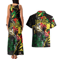 Lion King Africa Graffiti Street Art Couples Matching Tank Maxi Dress and Hawaiian Shirt Bold Text and Neon Colors Design - Wonder Print Shop