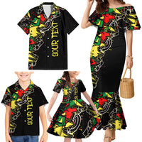 Lion King Africa Graffiti Street Art Family Matching Mermaid Dress and Hawaiian Shirt Bold Text and Neon Colors Design - Wonder Print Shop