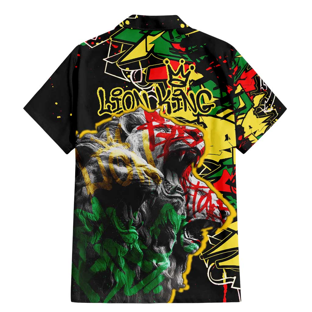 Lion King Africa Graffiti Street Art Family Matching Mermaid Dress and Hawaiian Shirt Bold Text and Neon Colors Design - Wonder Print Shop