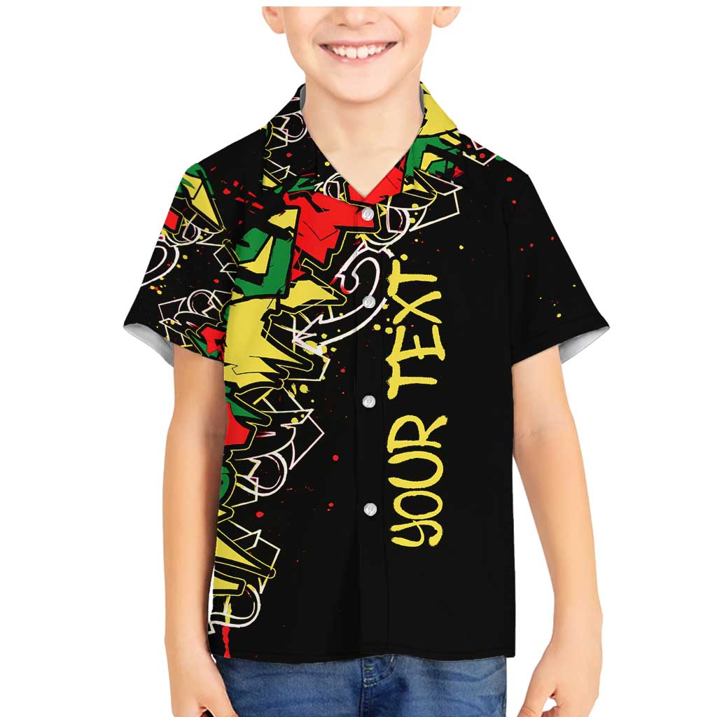 Lion King Africa Graffiti Street Art Family Matching Mermaid Dress and Hawaiian Shirt Bold Text and Neon Colors Design - Wonder Print Shop