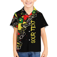 Lion King Africa Graffiti Street Art Family Matching Off Shoulder Short Dress and Hawaiian Shirt Bold Text and Neon Colors Design - Wonder Print Shop