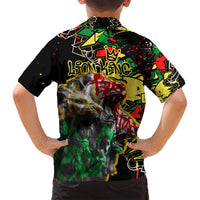 Lion King Africa Graffiti Street Art Family Matching Puletasi and Hawaiian Shirt Bold Text and Neon Colors Design - Wonder Print Shop