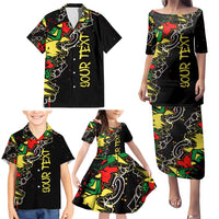 Lion King Africa Graffiti Street Art Family Matching Puletasi and Hawaiian Shirt Bold Text and Neon Colors Design - Wonder Print Shop