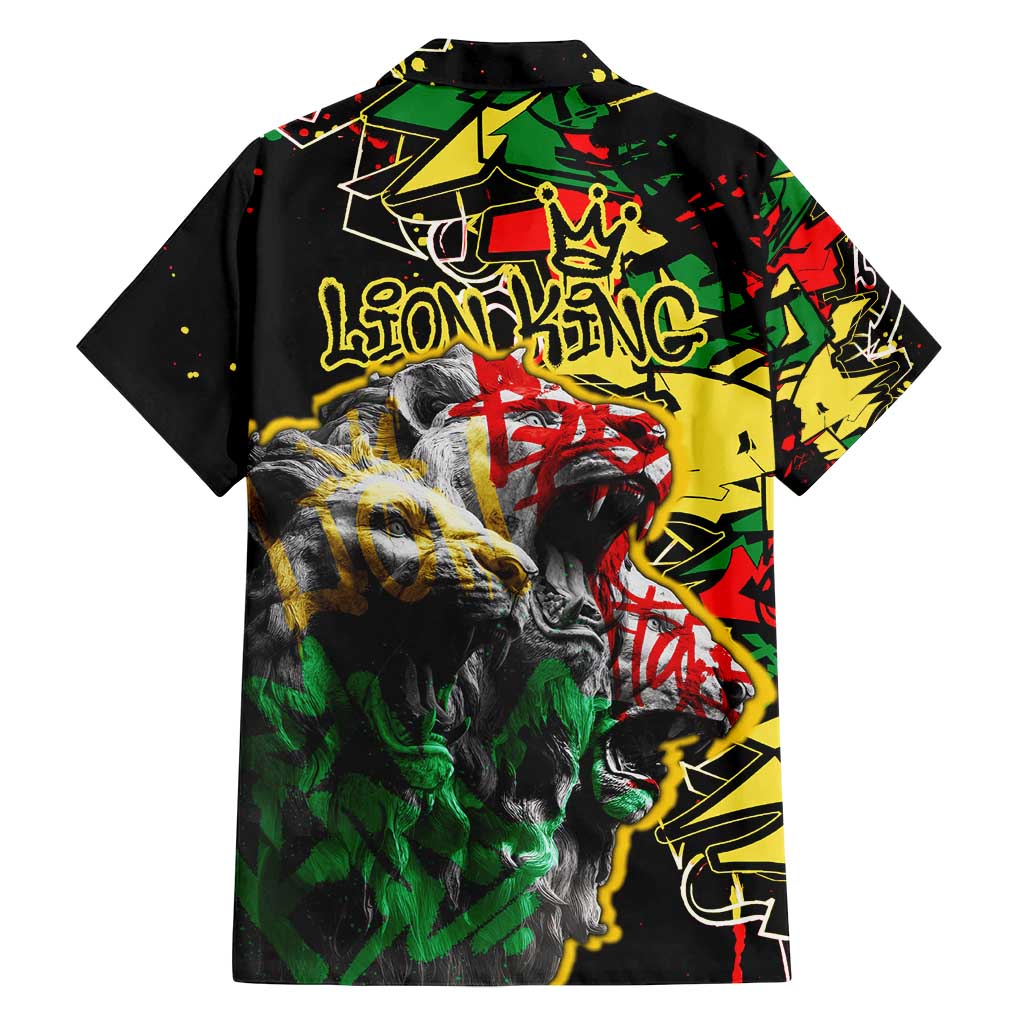 Lion King Africa Graffiti Street Art Family Matching Puletasi and Hawaiian Shirt Bold Text and Neon Colors Design - Wonder Print Shop