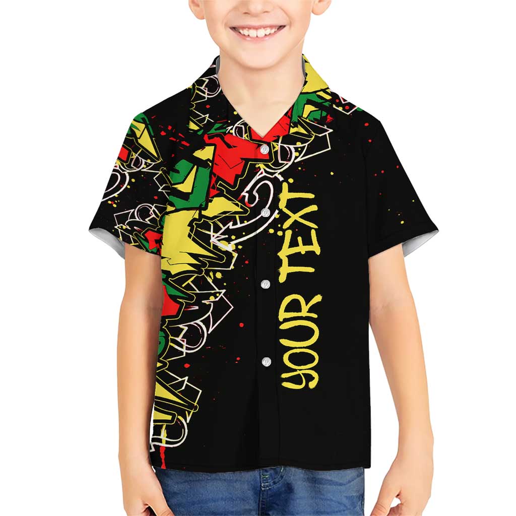 Lion King Africa Graffiti Street Art Family Matching Short Sleeve Bodycon Dress and Hawaiian Shirt Bold Text and Neon Colors Design - Wonder Print Shop