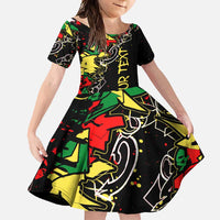 Lion King Africa Graffiti Street Art Family Matching Summer Maxi Dress and Hawaiian Shirt Bold Text and Neon Colors Design - Wonder Print Shop