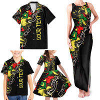 Lion King Africa Graffiti Street Art Family Matching Tank Maxi Dress and Hawaiian Shirt Bold Text and Neon Colors Design - Wonder Print Shop