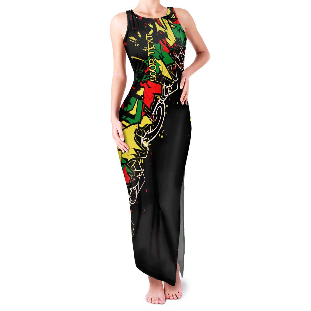 Lion King Africa Graffiti Street Art Family Matching Tank Maxi Dress and Hawaiian Shirt Bold Text and Neon Colors Design - Wonder Print Shop