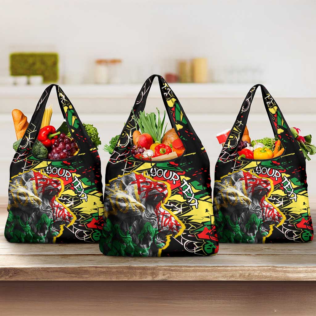 Lion King Africa Graffiti Street Art Grocery Bag Bold Text and Neon Colors Design - Wonder Print Shop