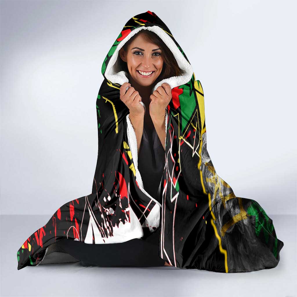 Lion King Africa Graffiti Street Art Hooded Blanket Bold Text and Neon Colors Design - Wonder Print Shop