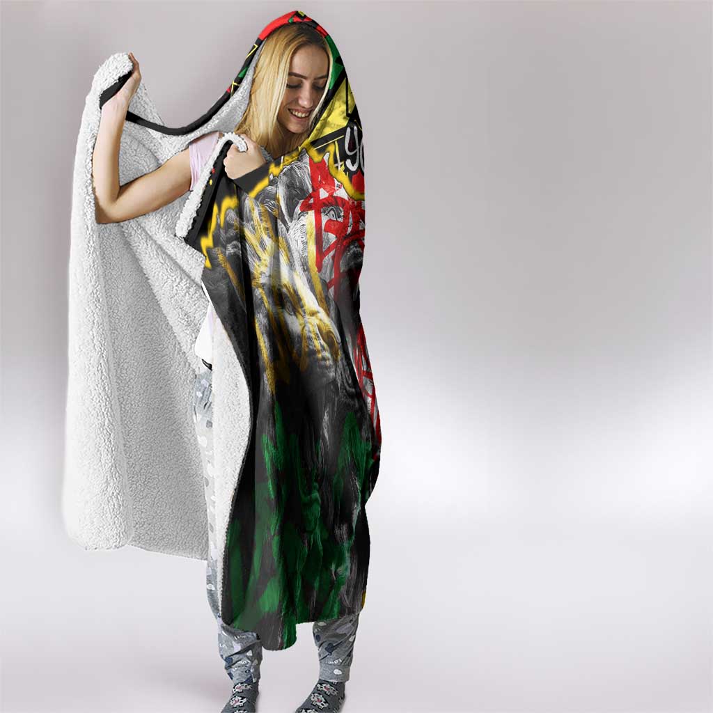 Lion King Africa Graffiti Street Art Hooded Blanket Bold Text and Neon Colors Design - Wonder Print Shop