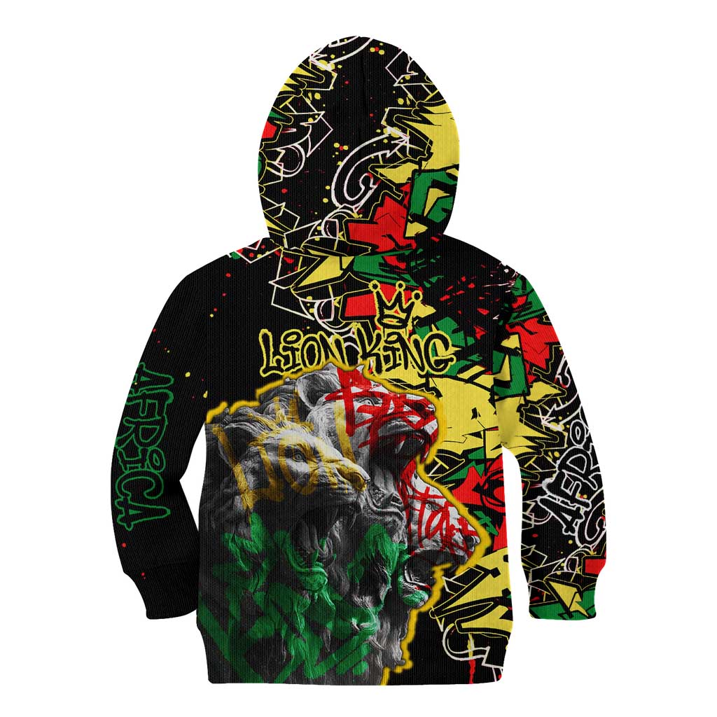 Lion King Africa Graffiti Street Art Kid Hoodie Bold Text and Neon Colors Design - Wonder Print Shop