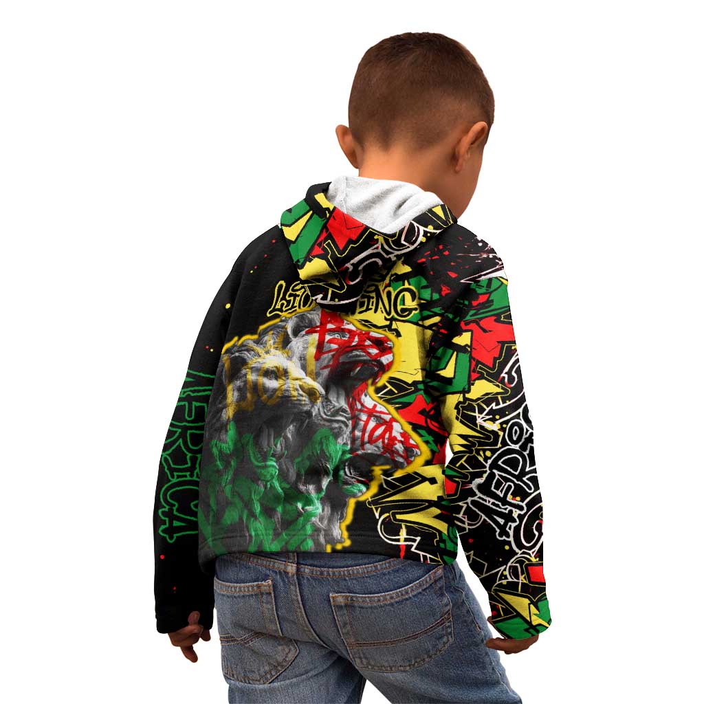 Lion King Africa Graffiti Street Art Kid Hoodie Bold Text and Neon Colors Design - Wonder Print Shop