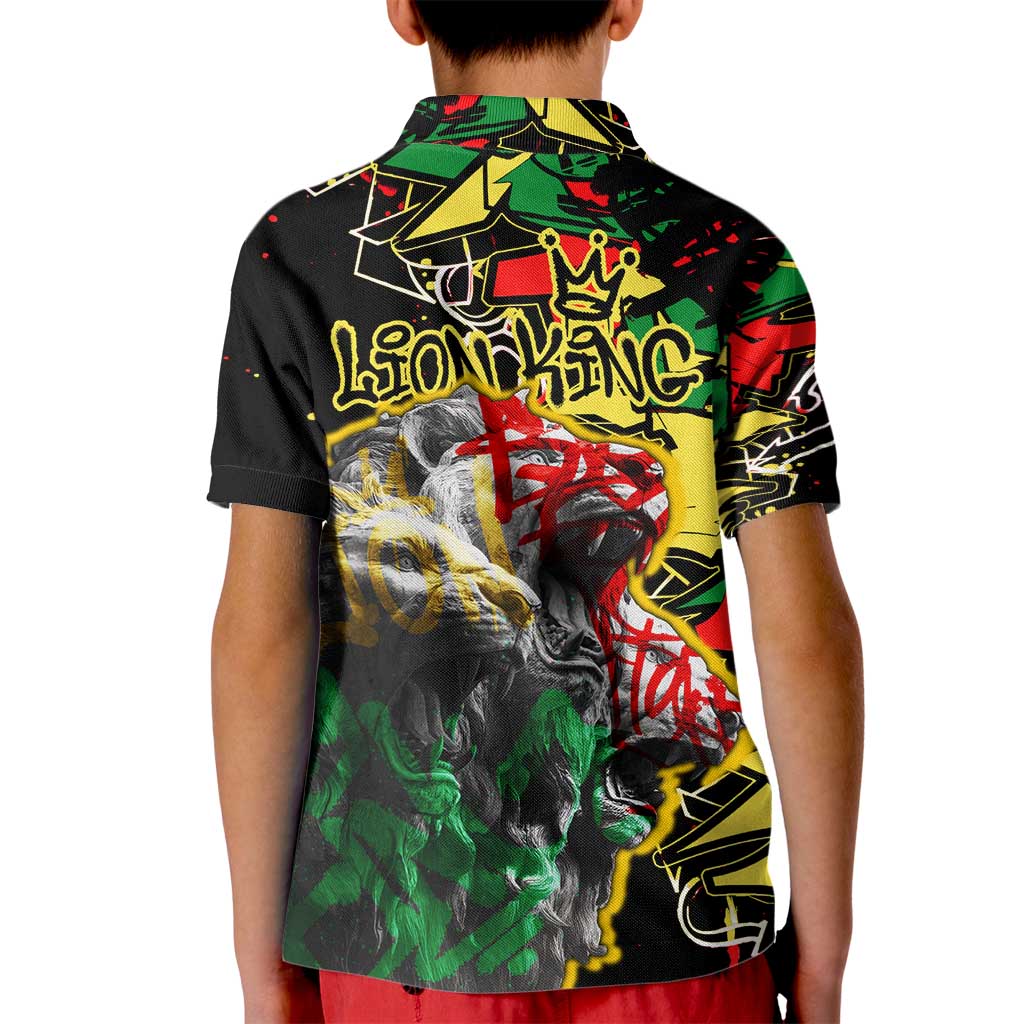 Lion King Africa Graffiti Street Art Kid Polo Shirt Bold Text and Neon Colors Design - Wonder Print Shop