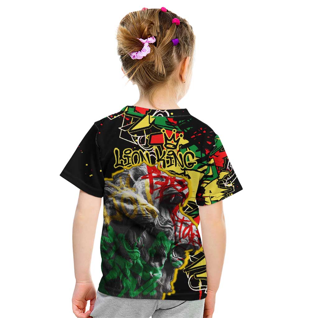 Lion King Africa Graffiti Street Art Kid T Shirt Bold Text and Neon Colors Design - Wonder Print Shop